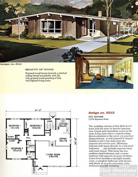 mid century house plans 1960s.